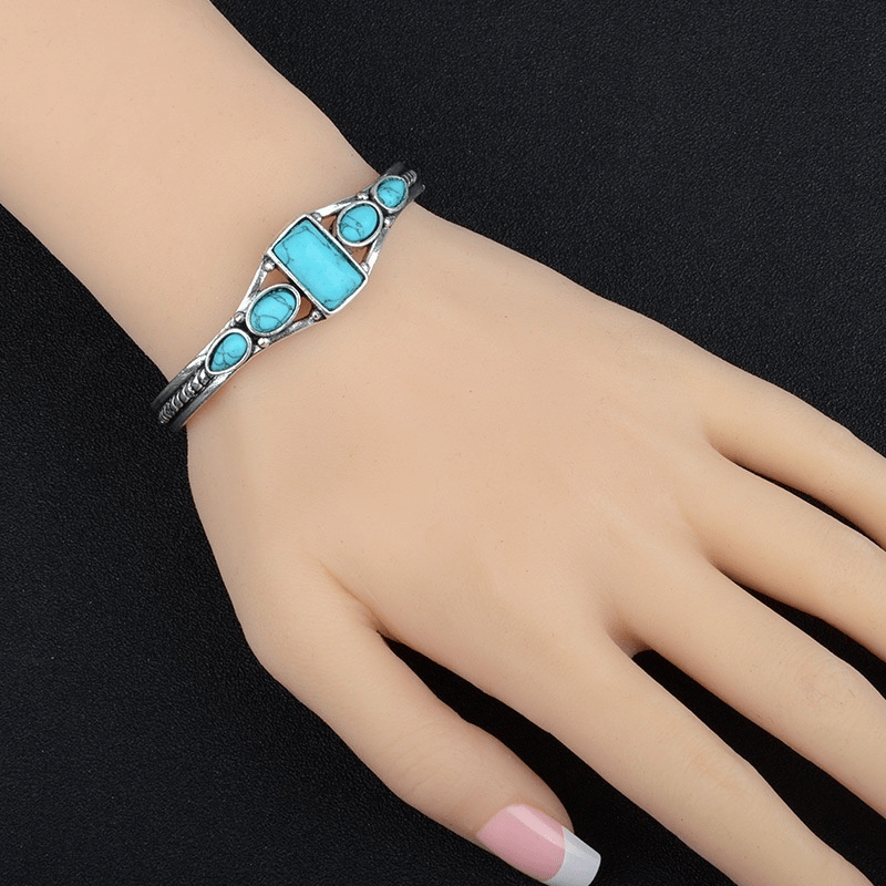925 Sterling Silver Turquoise Cuff Bangle, Adjustable