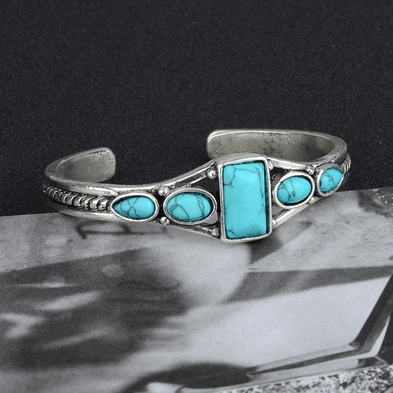 925 Sterling Silver Turquoise Cuff Bangle, Adjustable