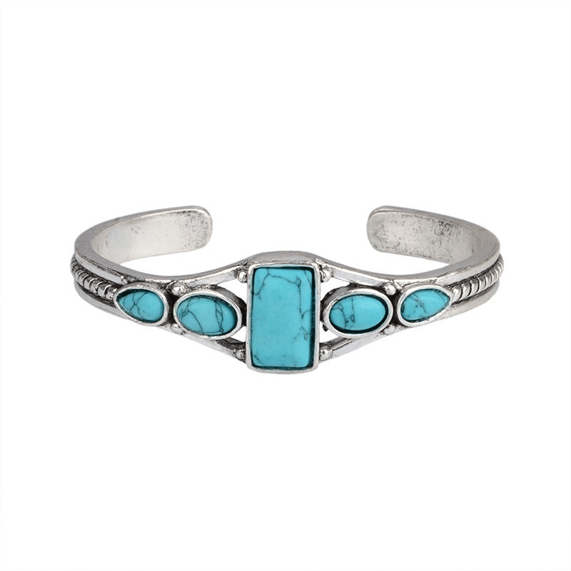925 Sterling Silver Turquoise Cuff Bangle, Adjustable